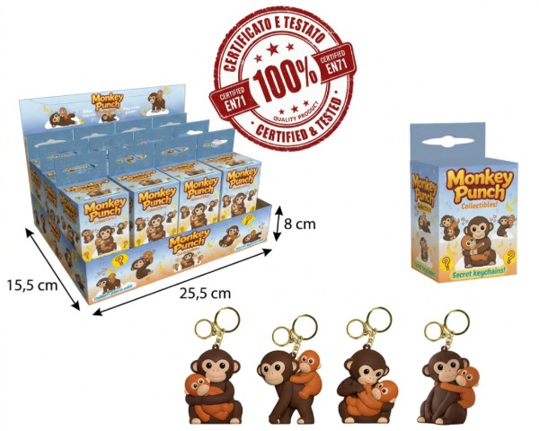 MONKEY PUNCH Portachiavi 3D 6cm – 4ass In Blind Box – In espo da 12pz…x12…x144